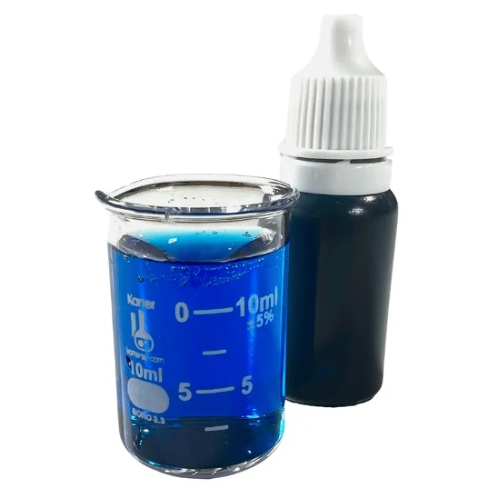 Blue food coloring liquid