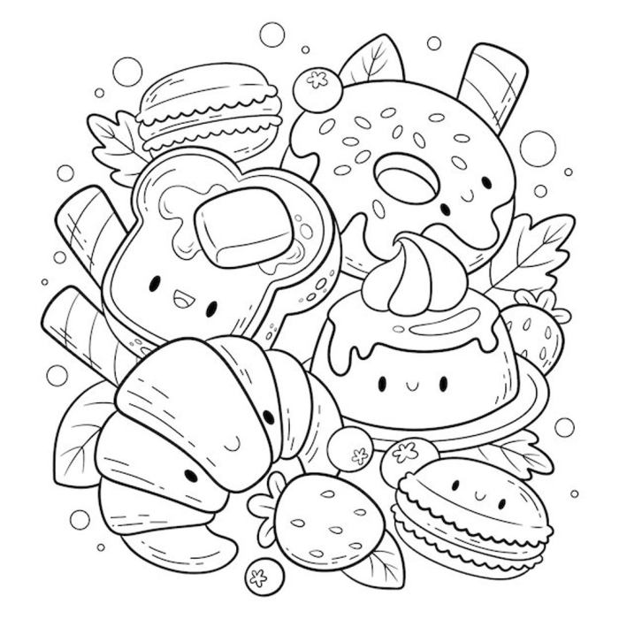 Coloring pages cute food