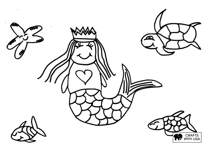 Animal mermaid coloring pages