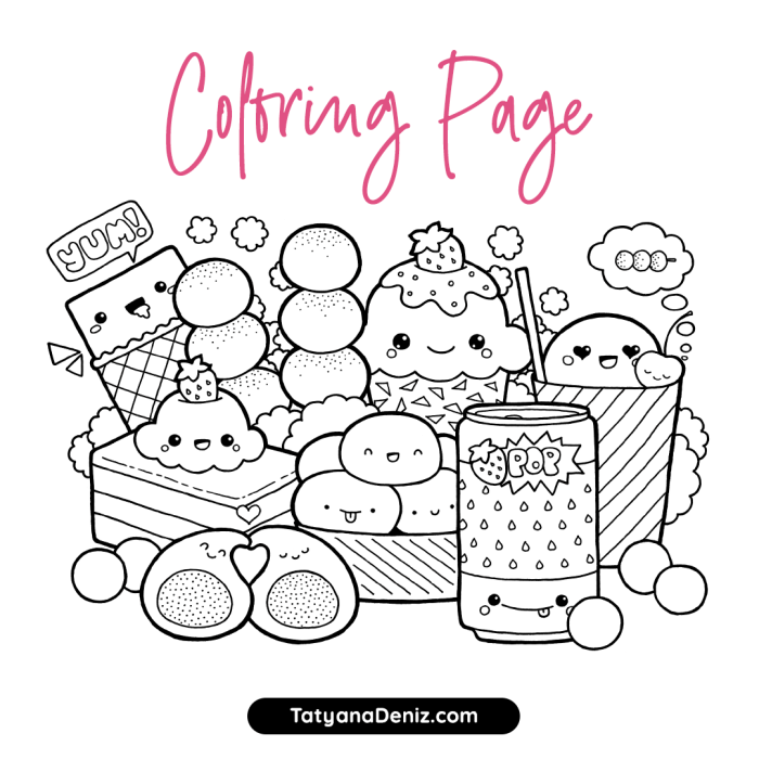 Coloring pages cute food