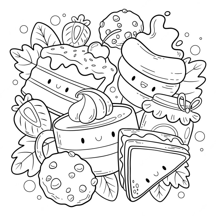 Coloring pages cute food