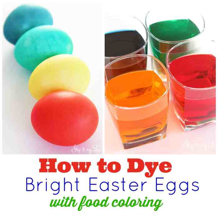 Easter egg dye food coloring chart