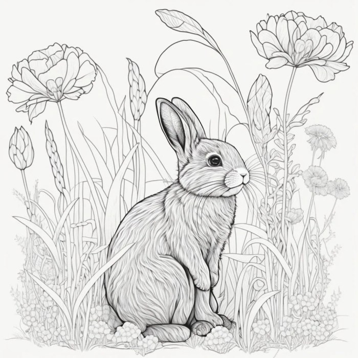 Coloring pages rabbits animals