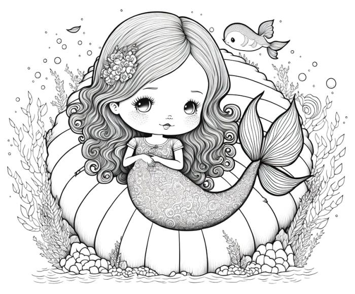 Animal mermaid coloring pages